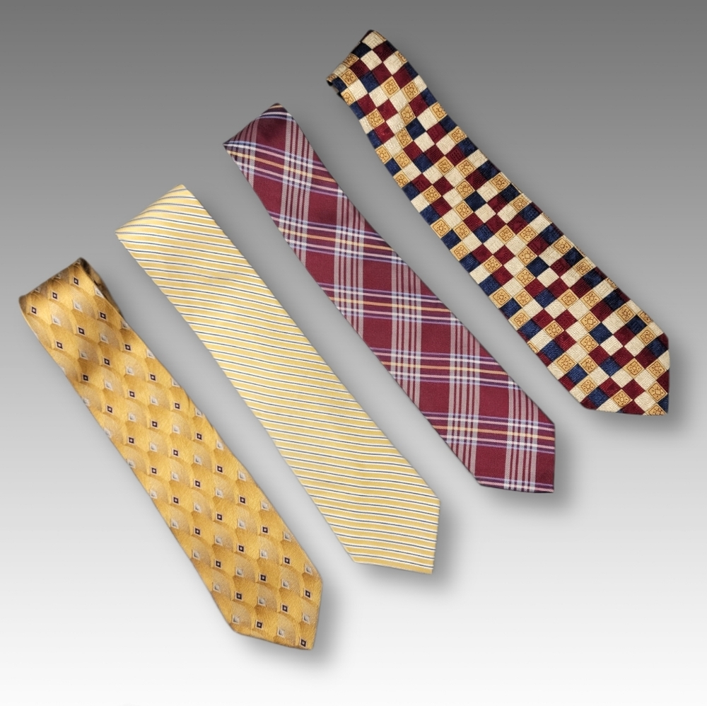 Jos. A. Bank‎ IZOD Necktie Bundle Mens Multicolor Plaid Striped Silk Set of 4 OS